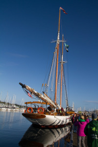 The schooner Adventuress sitting in port.