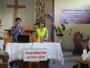 Mahuna Roy, BAUM women's ministries director, shares during an August 15 domestic violence awareness seminar in Dhaka, Bangladesh. Credit: ANN & BAUM Women's Ministries department]