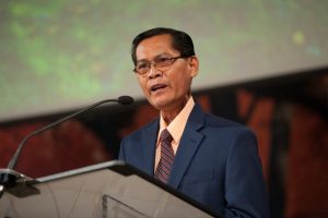 Alberto Gulfan Jr. addressing Annual Council delegates during the Council on Evangelism and Witness, October 10, 2014. Credit: ANN/Ansel Oliver.