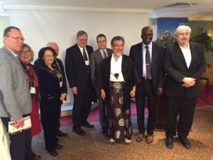 Ganoune Diop among international religious liberty leaders at the G20 Interfaith Summit in Turkey. Credit: ANN/Public Affairs and Religious Liberty]