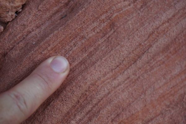 Figure 3. Close-up view of laminar structure of foresets in crossbedded Navajo Sandstone.