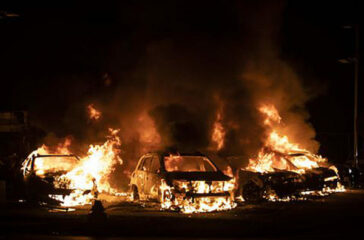 on fire